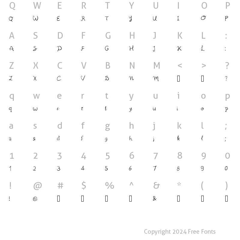 Character Map of Semono Regular