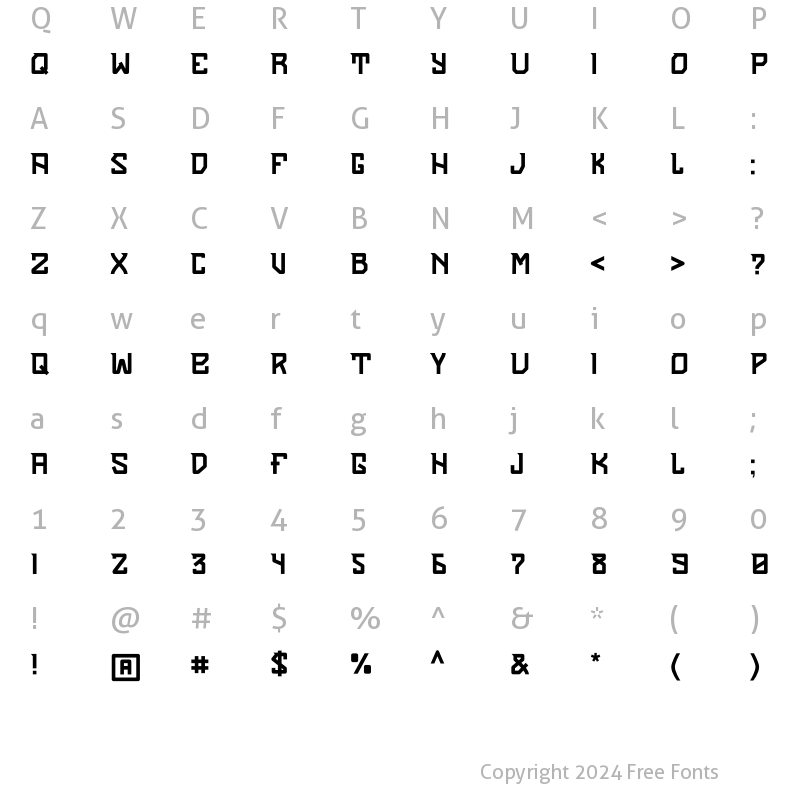 Character Map of Sendha Regular