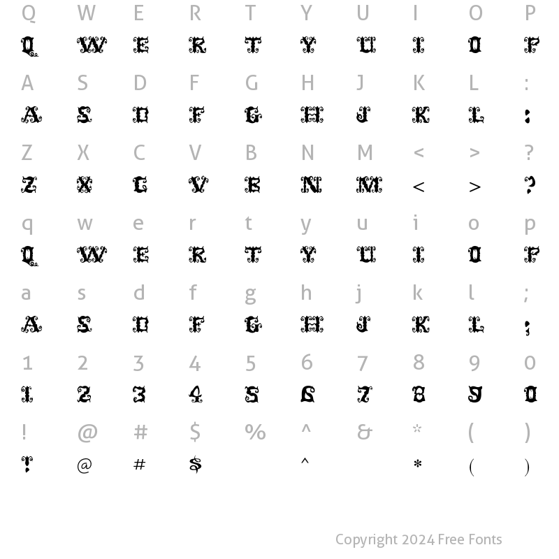 Character Map of Senorita Regular