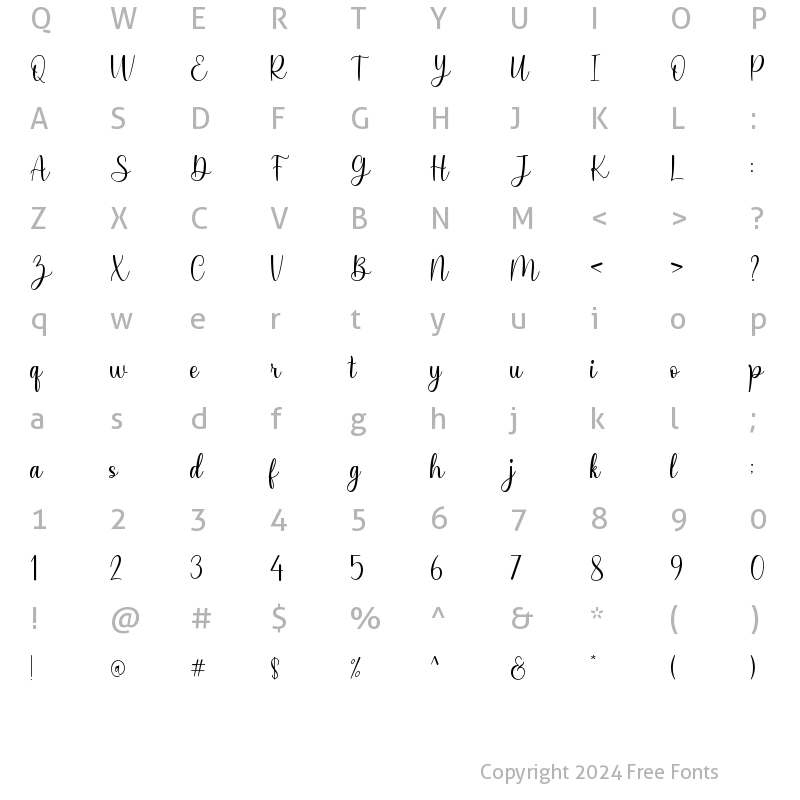 Character Map of Senthany Regular