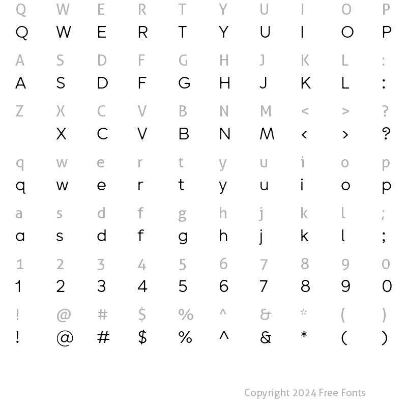 Character Map of Sentic Display Regular