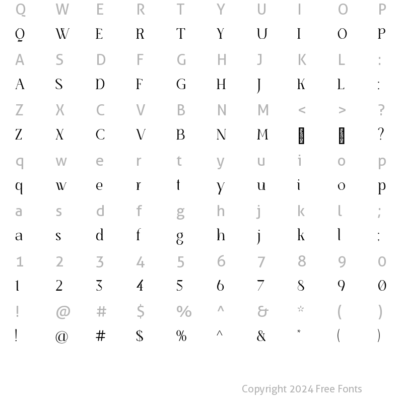 Character Map of SenzaBella Light