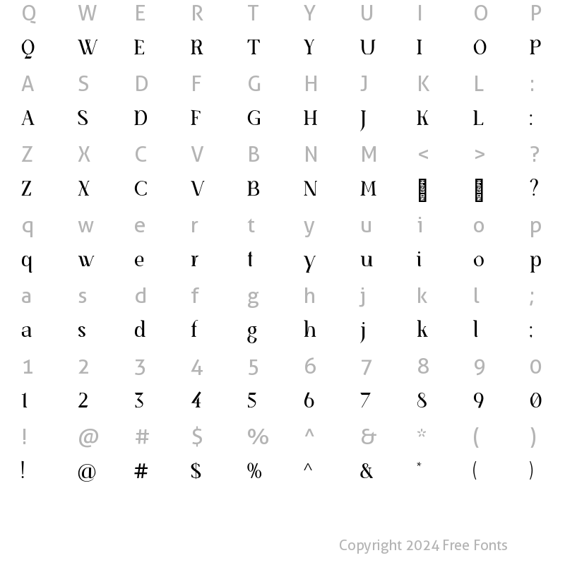 Character Map of SenzaBella Regular