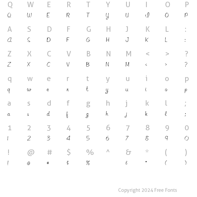 Character Map of Septera Core Script Regular