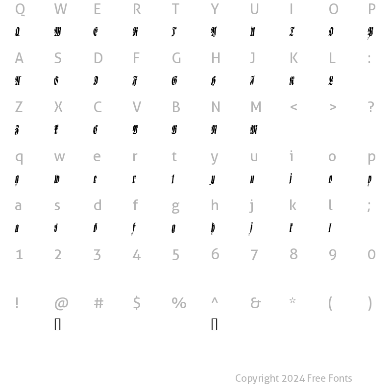 Character Map of Sepultura Demo Regular