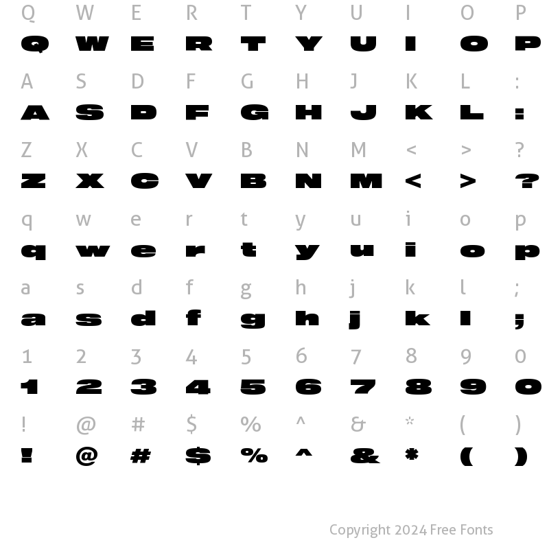 Character Map of Sequel100Black-115 ?