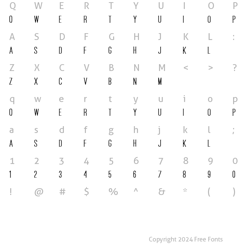 Character Map of Sequoia Regular