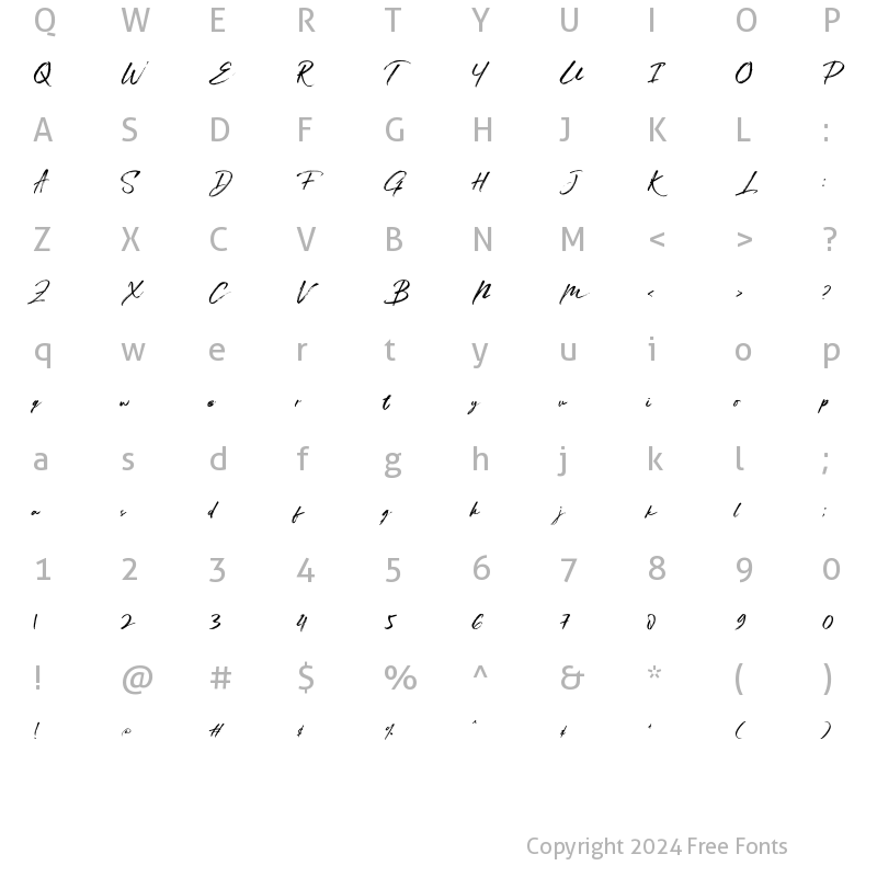 Character Map of Serabut Brush Regular