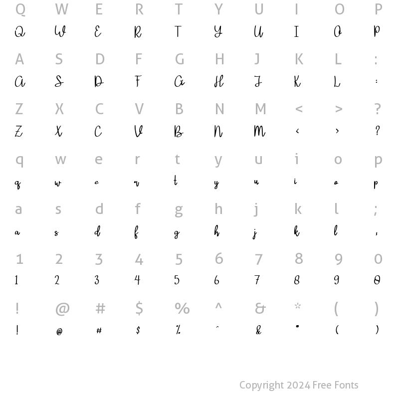 Character Map of Serenatta Regular