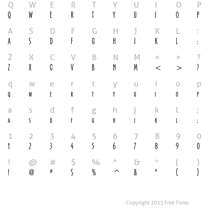 Character Map of Serengetti ITC Std Regular