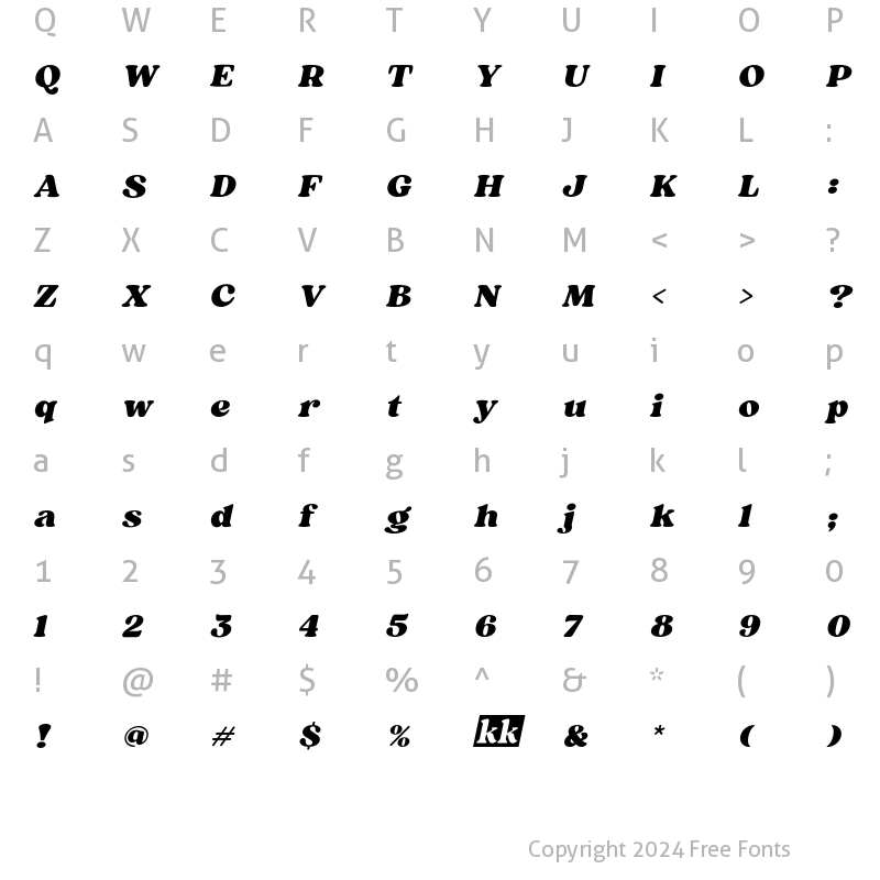 Character Map of Sergio Trendy Italic