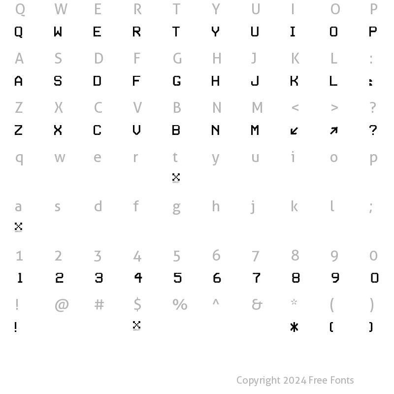 Character Map of SERIESB Regular