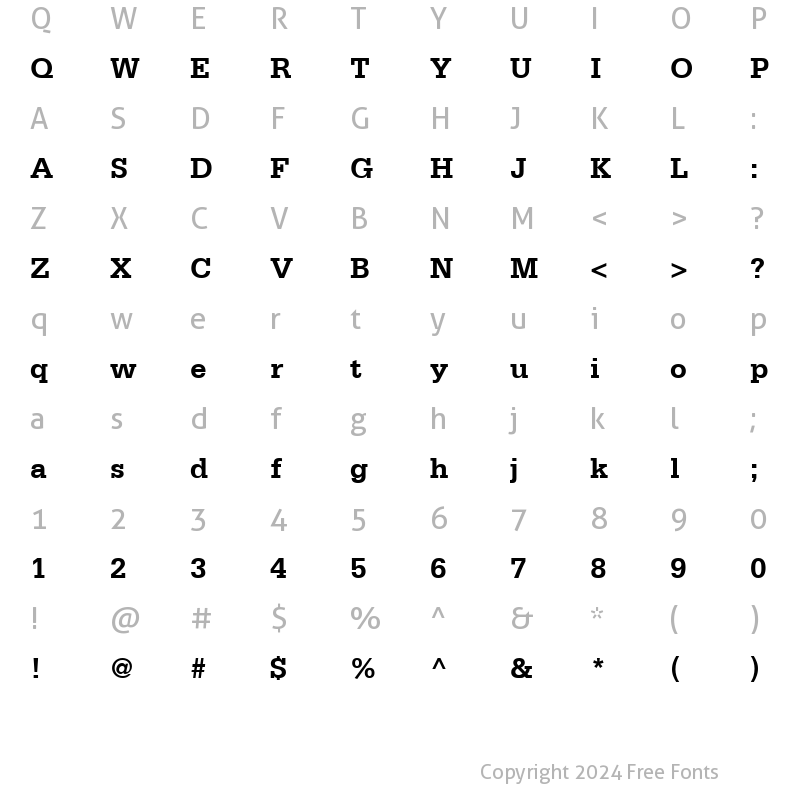 Character Map of Serifa LT 45 Light Bold