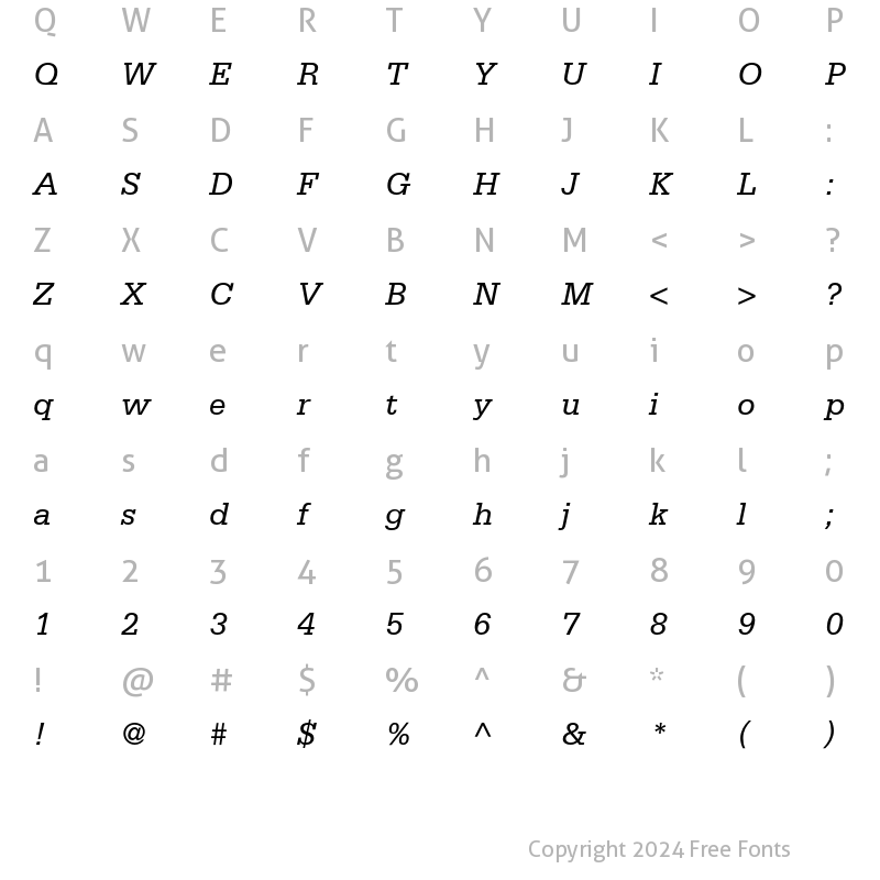 Character Map of Serifa Regular