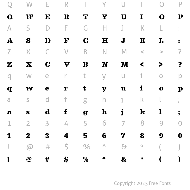 Character Map of SerifaSteDBol Regular