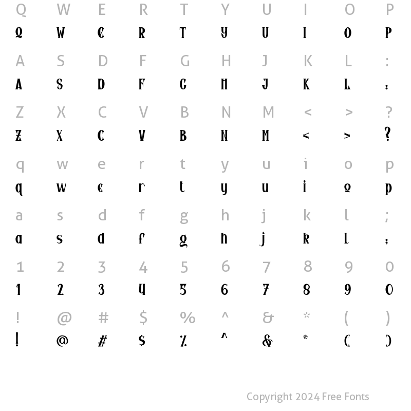 Character Map of Seriffity Regular