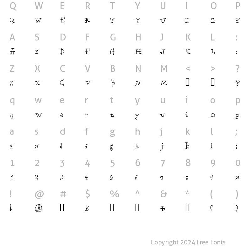 Character Map of Serifity Regular