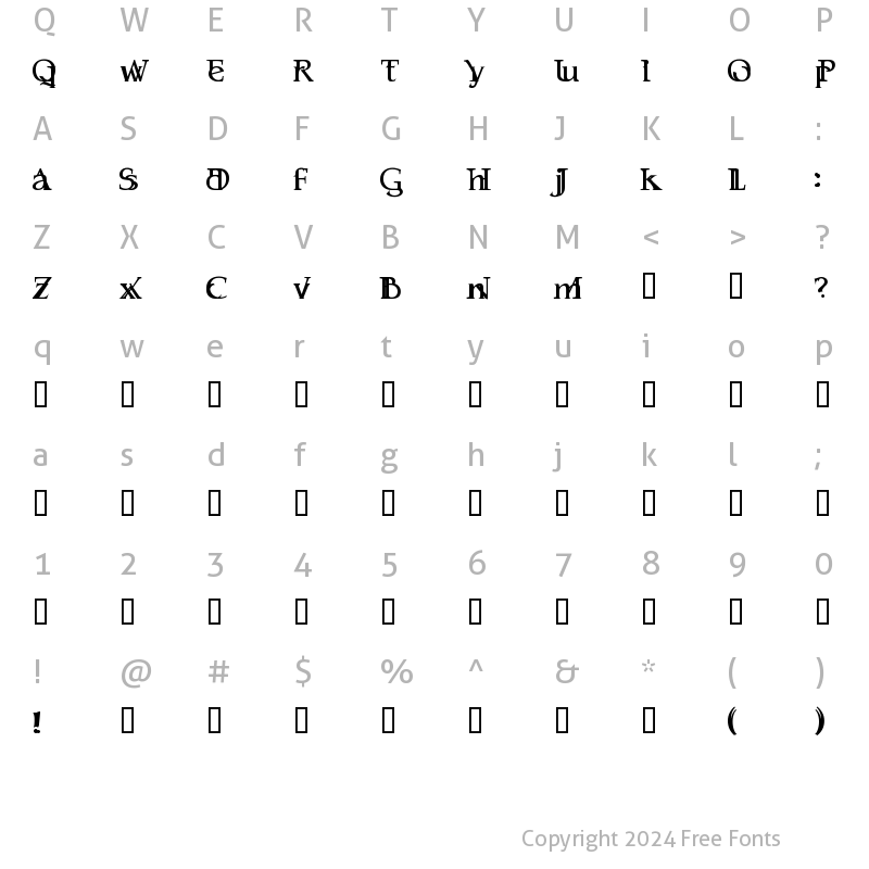 Character Map of Serifsy Regular