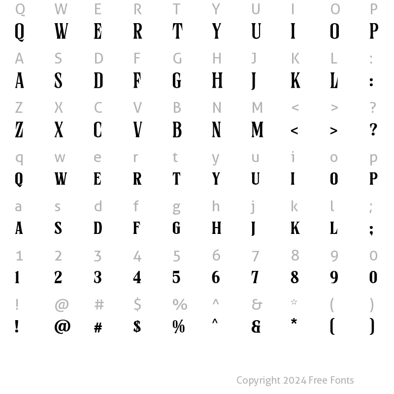 Character Map of Sernes Regular