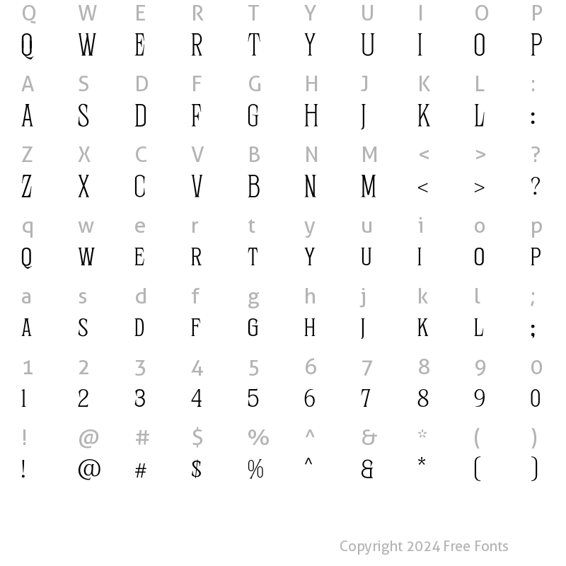 Character Map of Sernes Thin