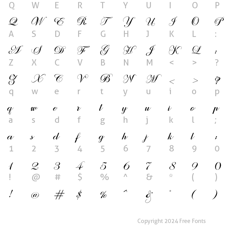 Character Map of Seroja Script Regular