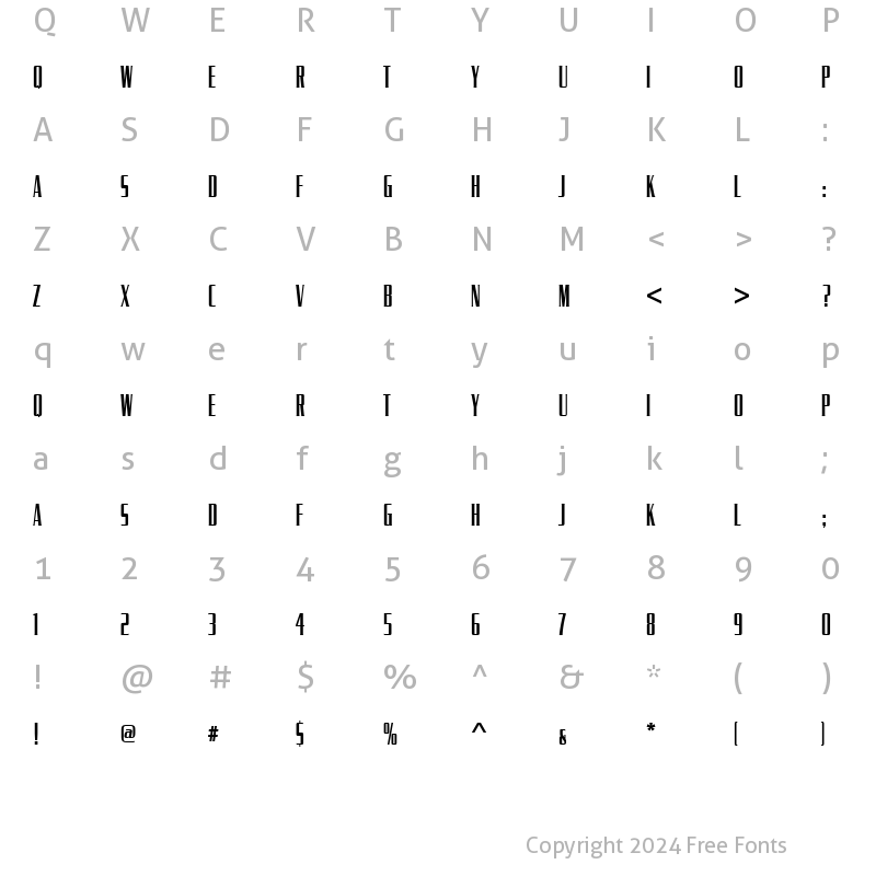 Character Map of Serpentine Becker Compress Regular