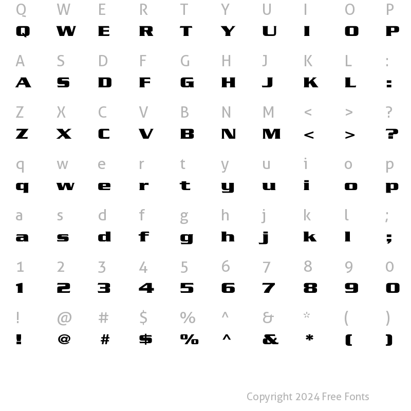 Character Map of Serpentine-Bold-Bold Wd Regular