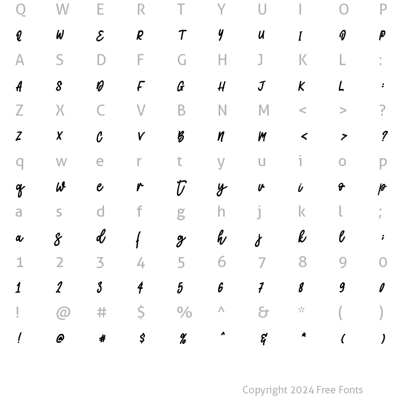 Character Map of Seruput Kopi Italic