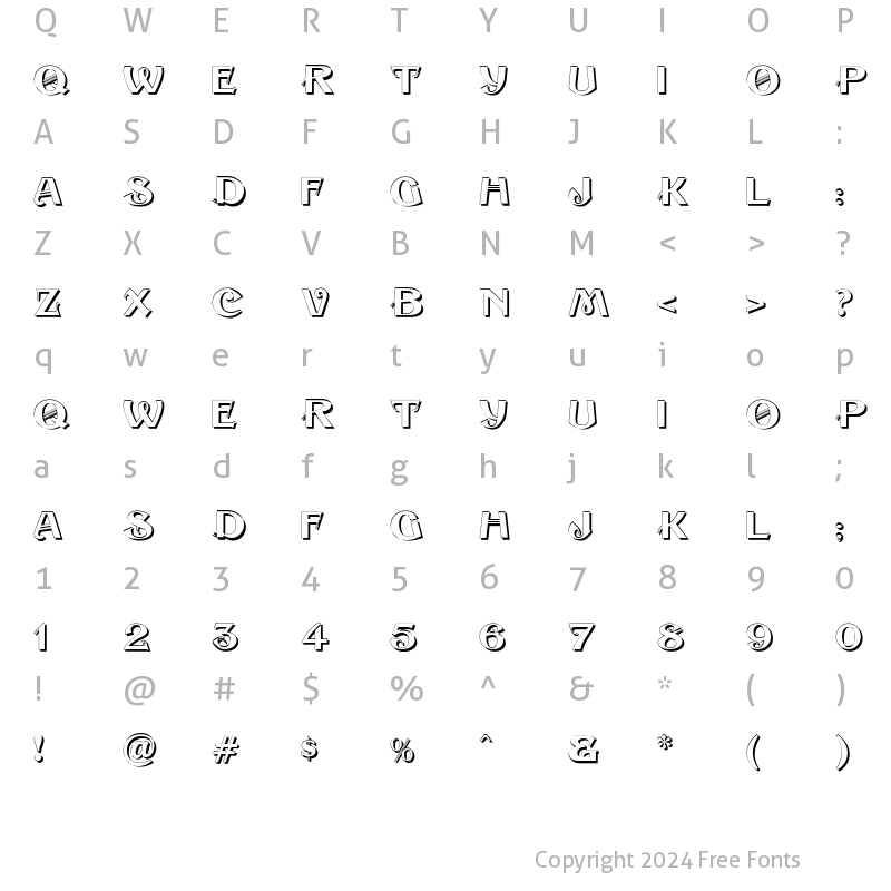 Character Map of Sesame Shadow Regular