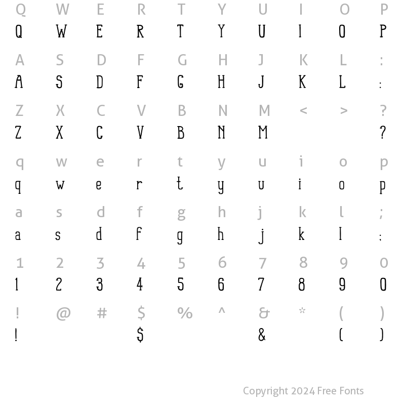 Character Map of Sesibo Regular