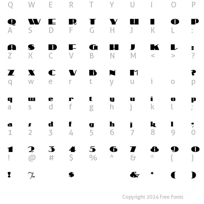 Character Map of Sesquipedalian Alternates Regular