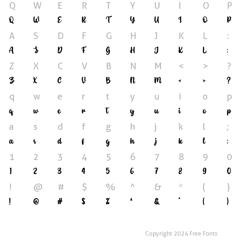 Character Map of Settikef Regular