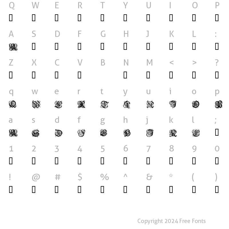 Character Map of Seven Waves sighs Salome Regular