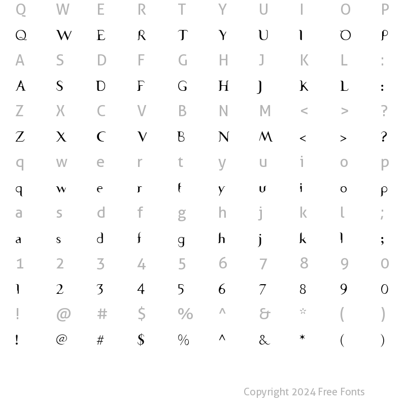 Character Map of SevenSerifICG Medium