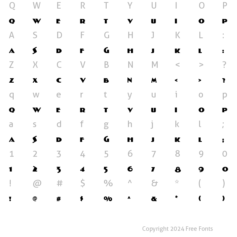 Character Map of Severina Regular