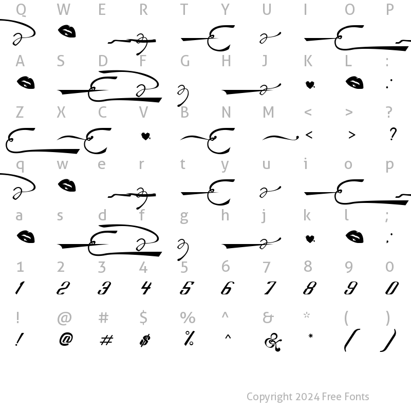 Character Map of Sexy Shout Decorative Sexy Shout Decorative