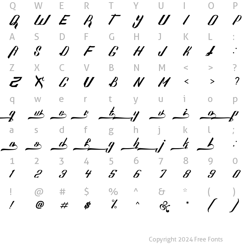 Character Map of Sexy Shout Lowercase Alt Sexy Shout Lowercase Alt