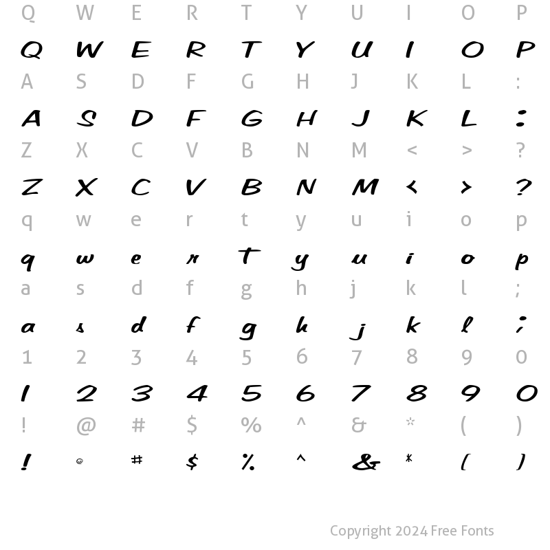 Character Map of SeyburnScriptSSK Bold