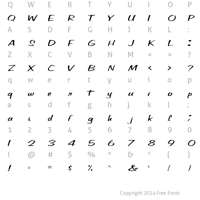 Character Map of SeyburnScriptSSK Regular