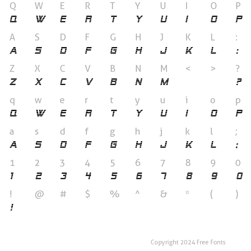 Character Map of SF Alien Encounters Italic