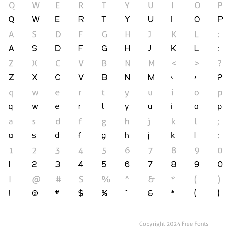 Character Map of SF Arborcrest Medium Regular