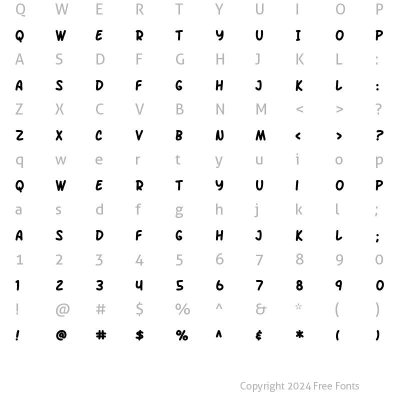 Character Map of SF Arch Rival Bold