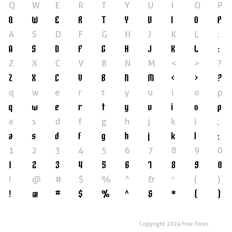 Character Map of SF Archery Black Regular