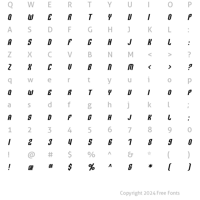 Character Map of SF Archery Black SC Oblique