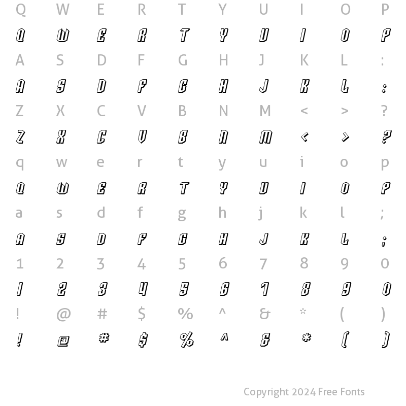 Character Map of SF Archery Black SC Shaded Oblique