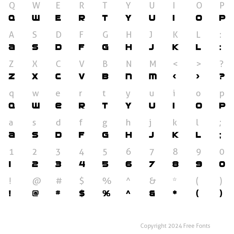 Character Map of SF Automaton Bold