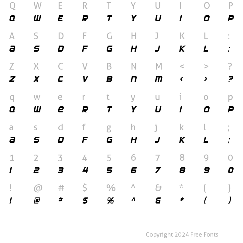 Character Map of SF Automaton Condensed Oblique