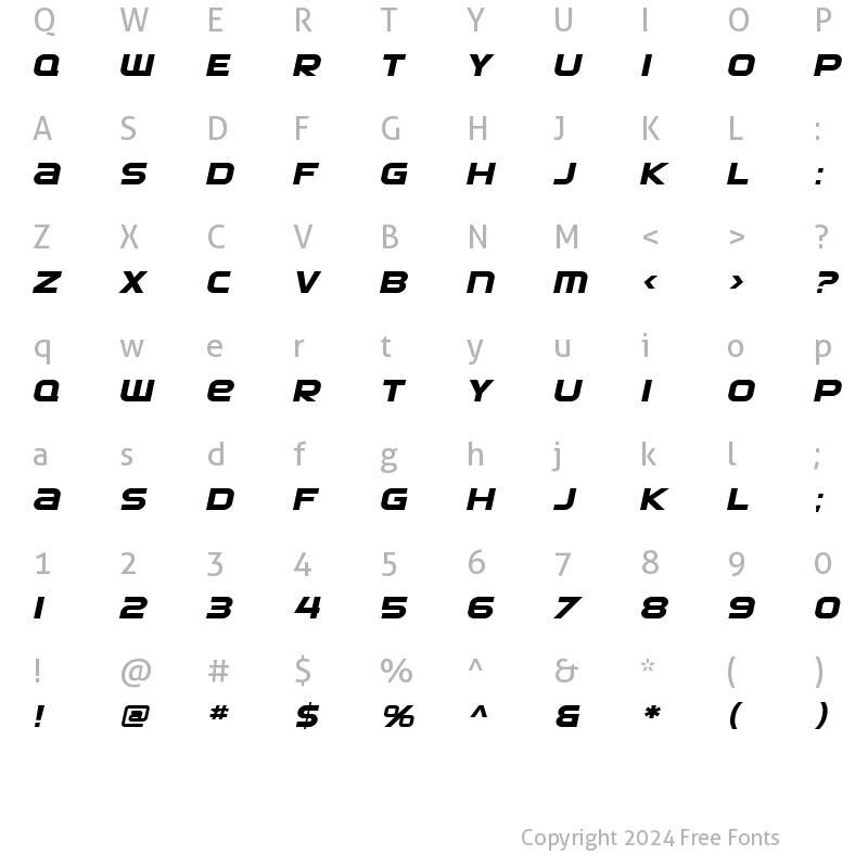 Character Map of SF Automaton Extended Oblique