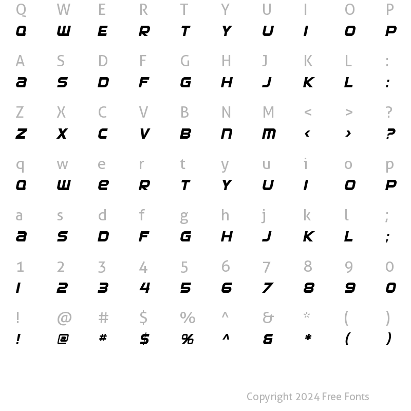 Character Map of SF Automaton Oblique