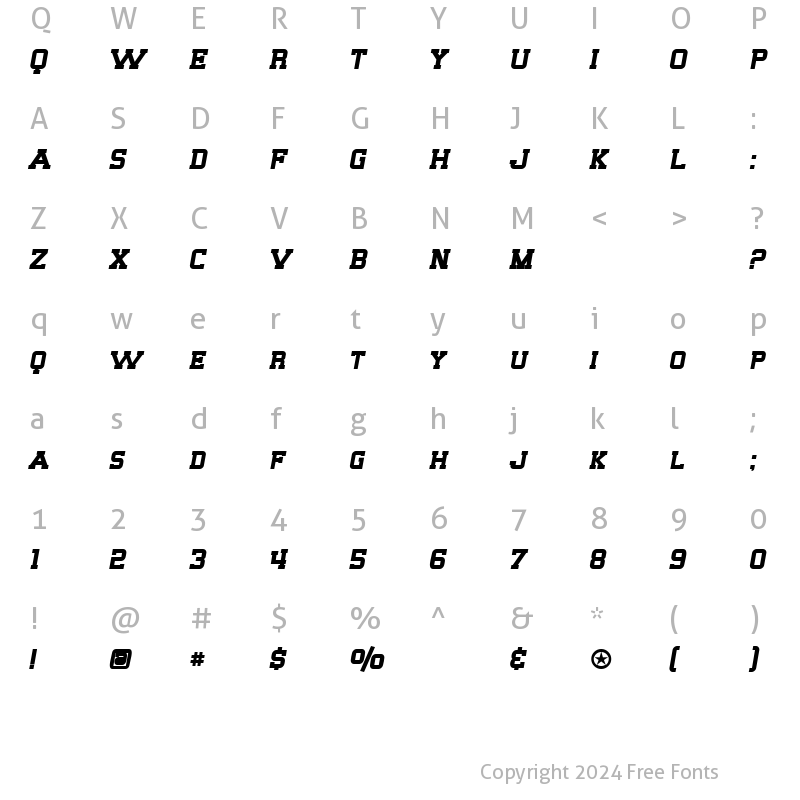 Character Map of SF Big Whiskey SC Bold